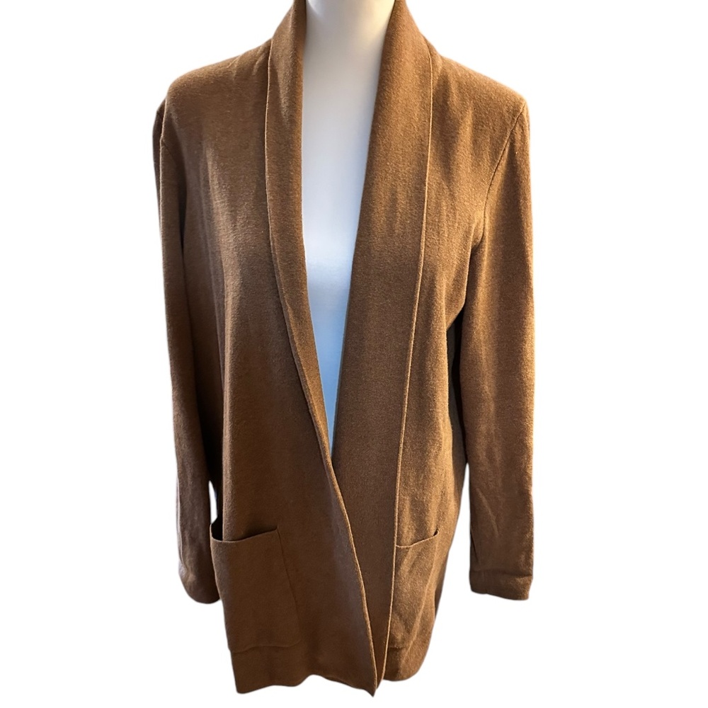 J.Crew Camel Beige Chelsea Cotton Knit Sweater Blazer Cardigan MEDIUM